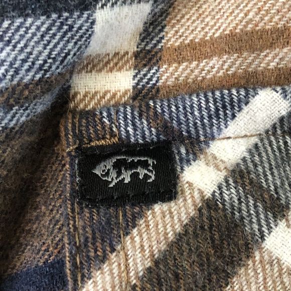 David Bitton Buffalo Brown Plaid Flannel Button Up Shacket Mens Medium Fleece - Picture 4 of 13